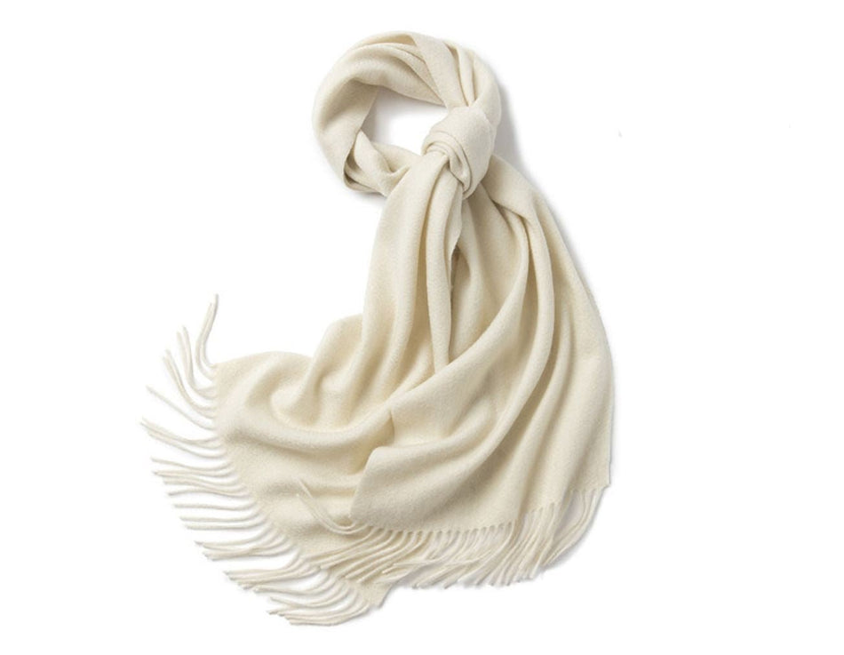 Lambswool Scarf Woven Plain Woolwhite - Drakoi Marketplace