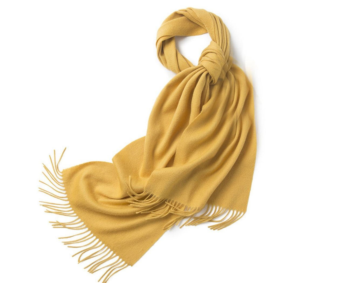 Lambswool Scarf Woven Plain Yellow - Drakoi Marketplace