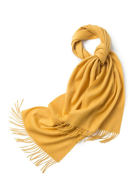 Lambswool Scarf Woven Plain Yellow - Drakoi Marketplace