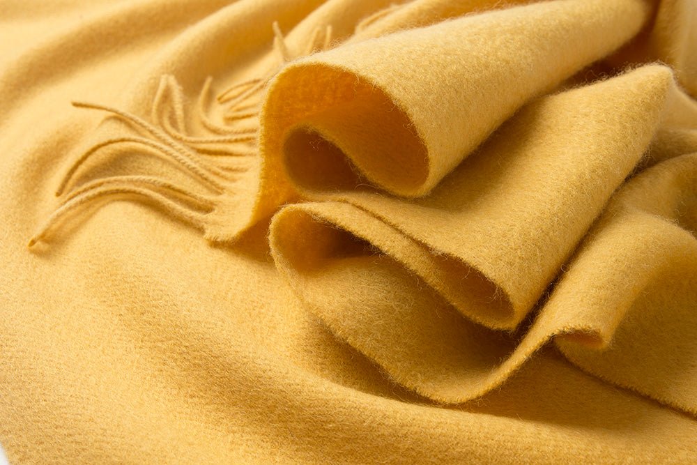 Lambswool Scarf Woven Plain Yellow - Drakoi Marketplace