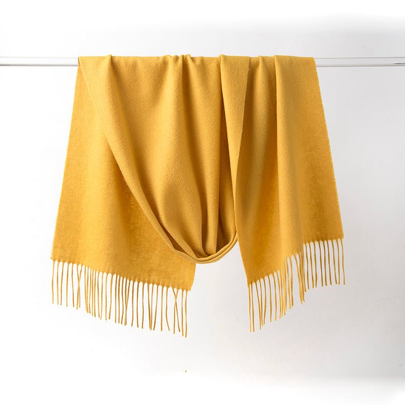 Lambswool Scarf Woven Plain Yellow - Drakoi Marketplace