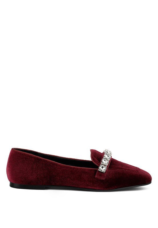 Lamington Handcrafted Velvet Diamante Loafers - Drakoi Marketplace