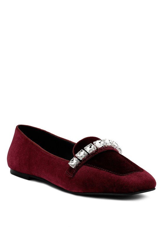 Lamington Handcrafted Velvet Diamante Loafers - Drakoi Marketplace