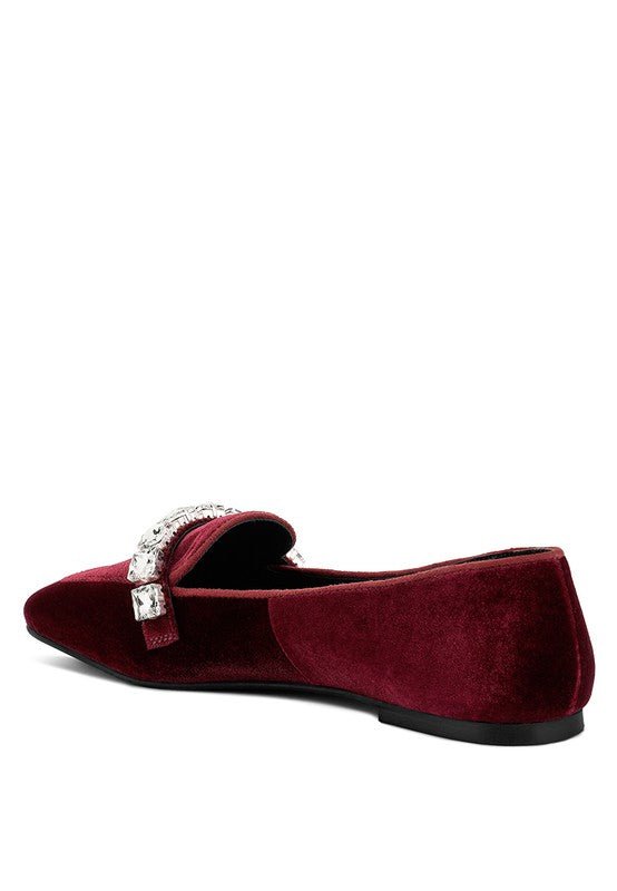 Lamington Handcrafted Velvet Diamante Loafers - Drakoi Marketplace