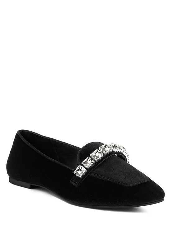 Lamington Handcrafted Velvet Diamante Loafers - Drakoi Marketplace