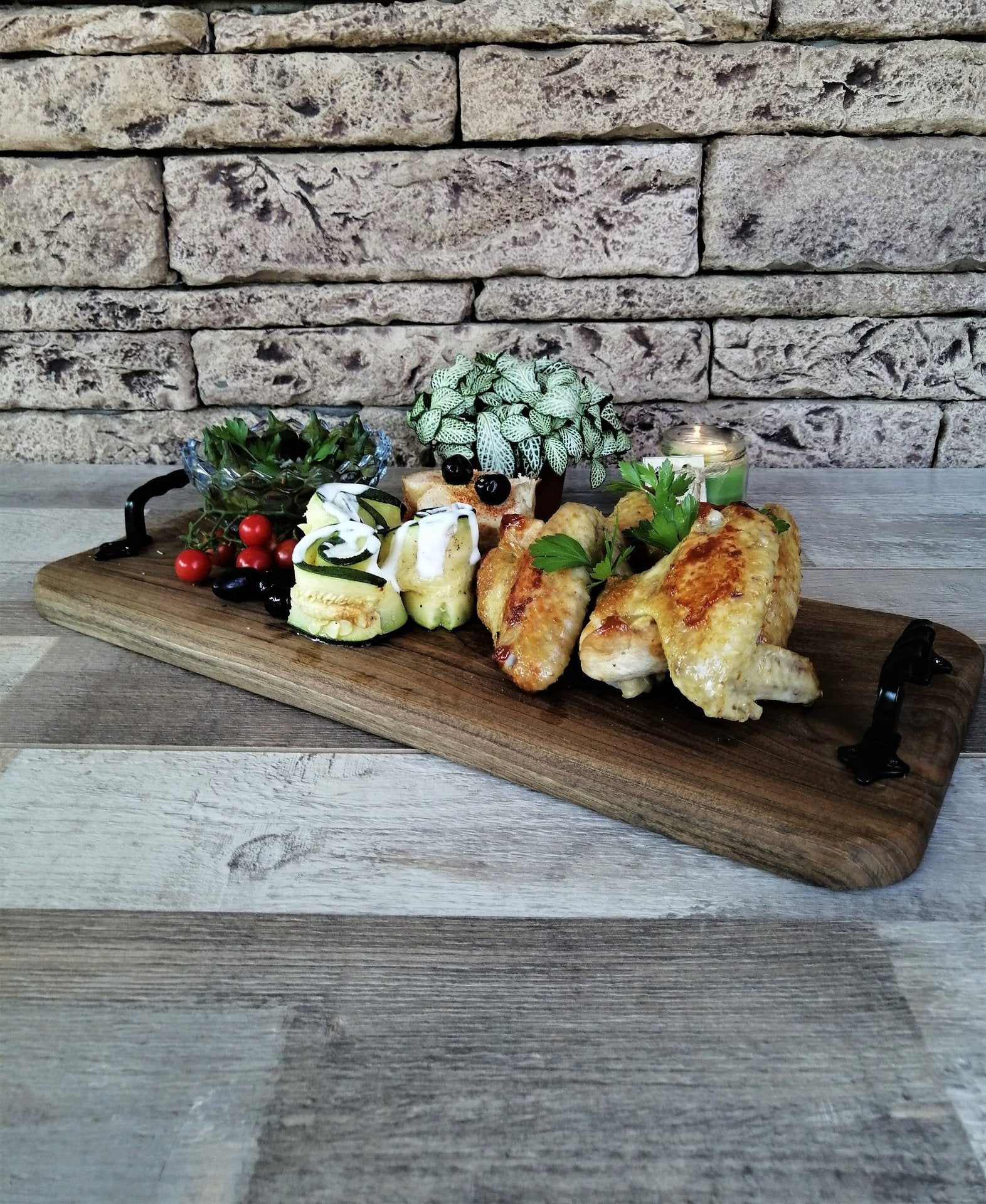 Large Serving Board Catering Extra Long Tray Charcuterie Platter With Handles Father's Day Gift Idea - Drakoi Marketplace