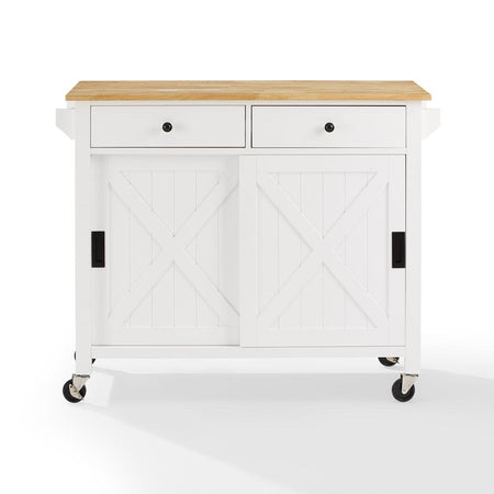 Laurel Kitchen Island/Cart White/Natural - Drakoi Marketplace