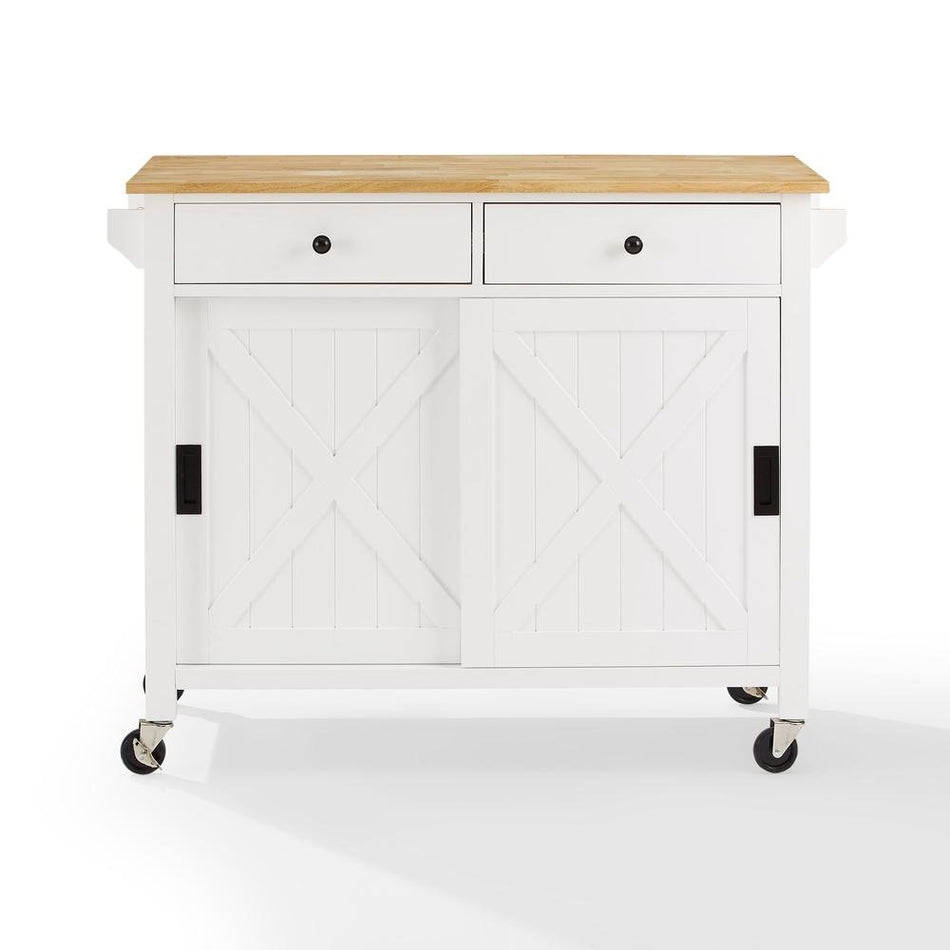 Laurel Kitchen Island/Cart White/Natural - Drakoi Marketplace