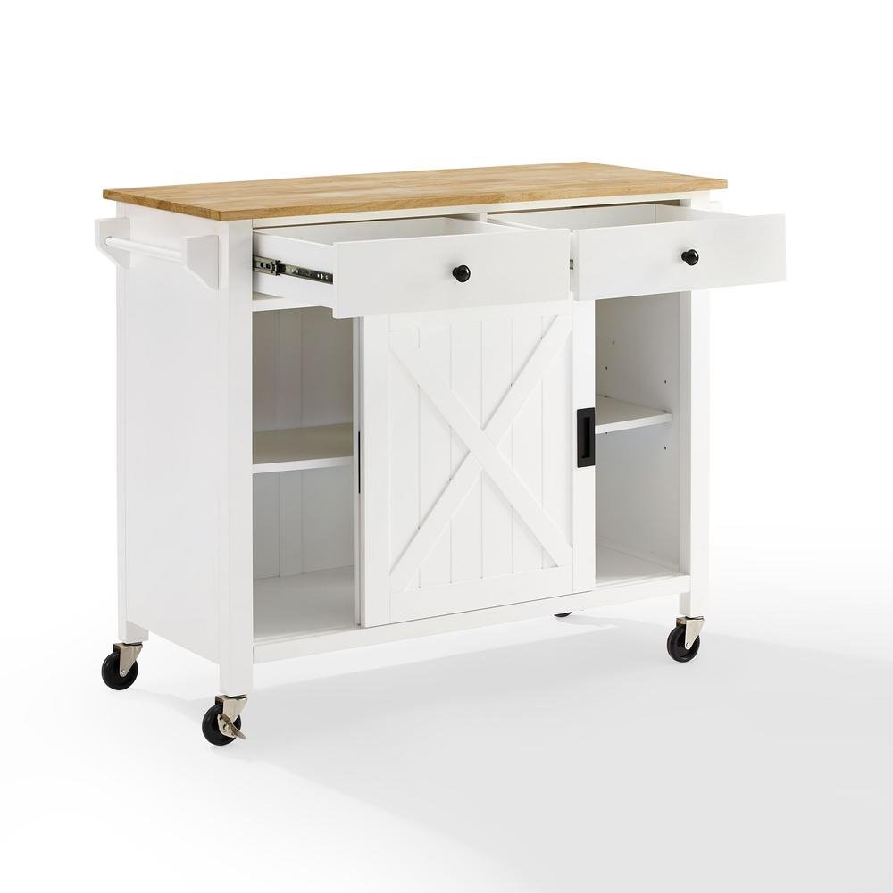 Laurel Kitchen Island/Cart White/Natural - Drakoi Marketplace