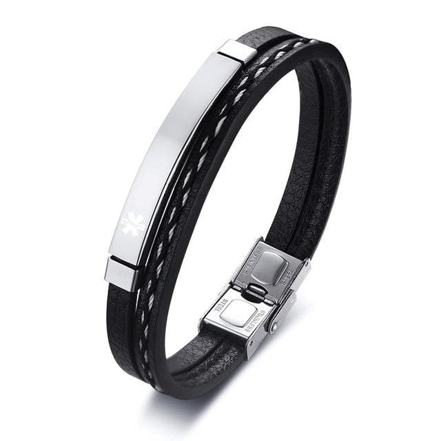 Leather Medical Alert ID Bracelet - Drakoi Marketplace