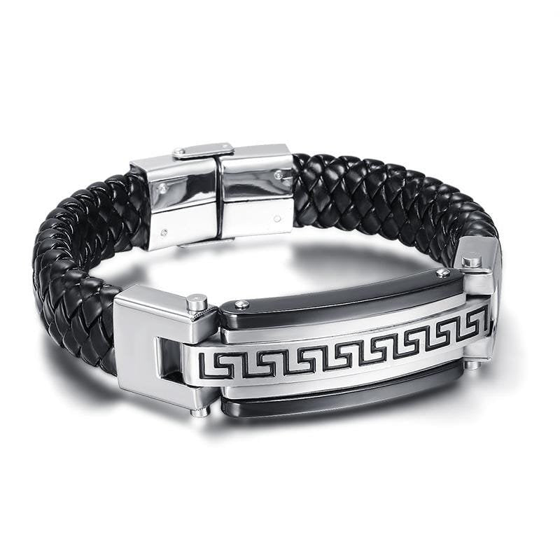 Leather Stainless Steel Buckle Bracelet - Drakoi Marketplace