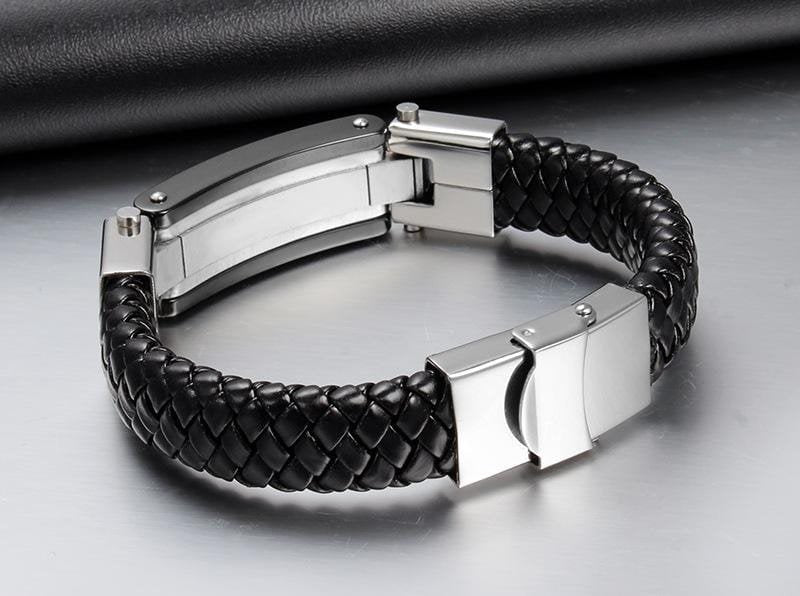 Leather Stainless Steel Buckle Bracelet - Drakoi Marketplace