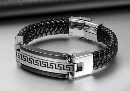 Leather Stainless Steel Buckle Bracelet - Drakoi Marketplace