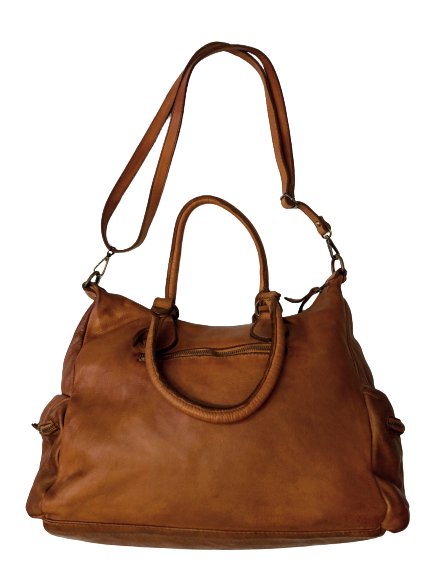 Light Brown Leather Saddle Bag - Drakoi Marketplace