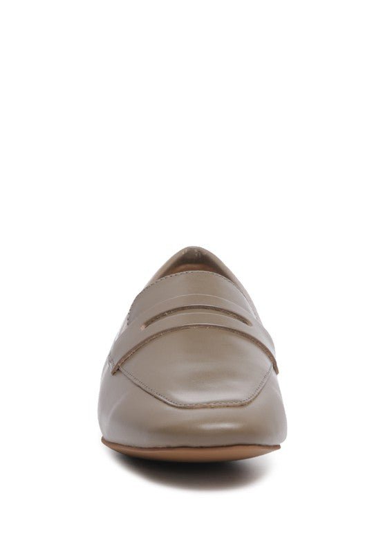 Liliana Taupe Classic Leather Penny Loafers - Drakoi Marketplace