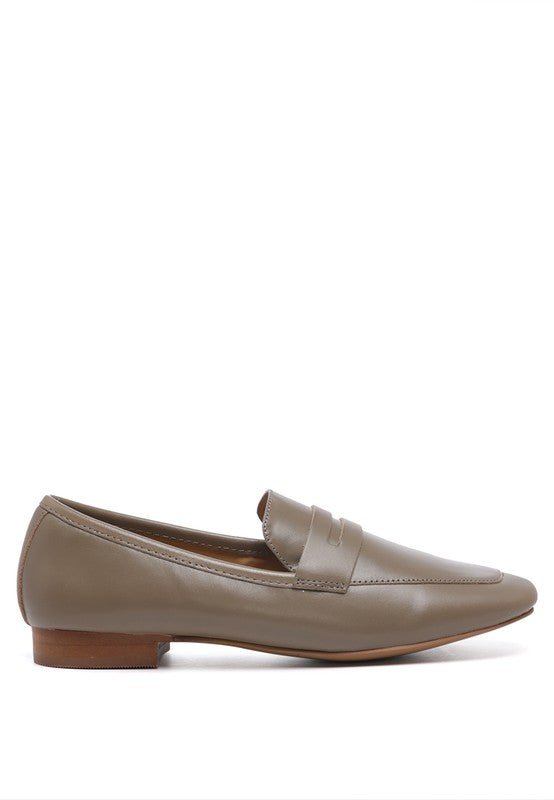 Liliana Taupe Classic Leather Penny Loafers - Drakoi Marketplace