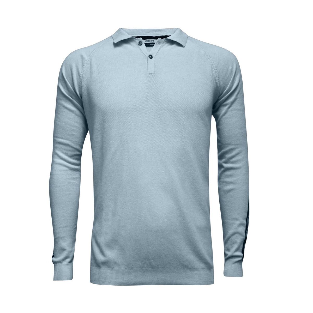 Long Sleeve Polo Shirt with sleeve striping Monaco Light Blue - Drakoi Marketplace