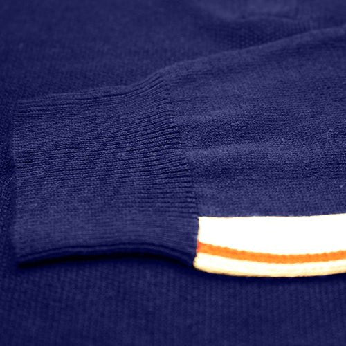 Long Sleeve Polo Shirt with sleeve striping Monaco Navy - Drakoi Marketplace