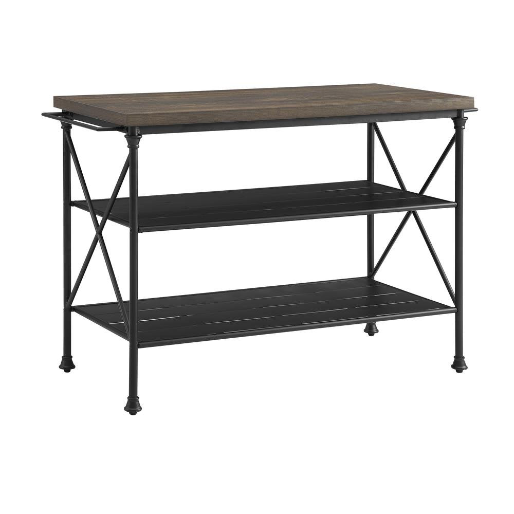 Madeleine Kitchen Island Brown/Matte Black - Drakoi Marketplace