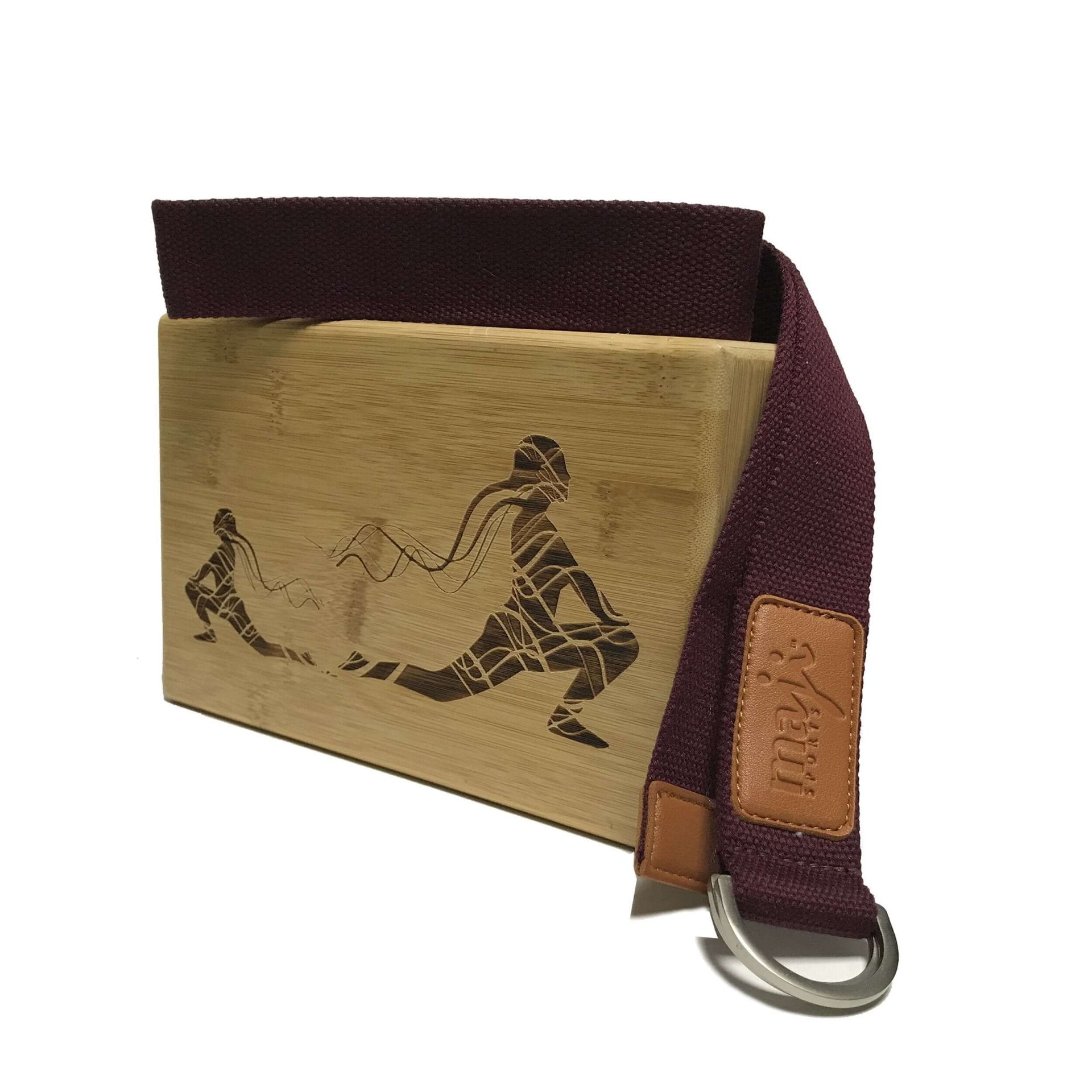 Maji Sports Laser Engraved Bamboo Yoga Block & Strap Combo - Drakoi Marketplace