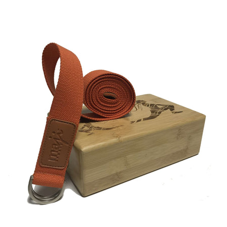 Maji Sports Laser Engraved Bamboo Yoga Block & Strap Combo - Drakoi Marketplace