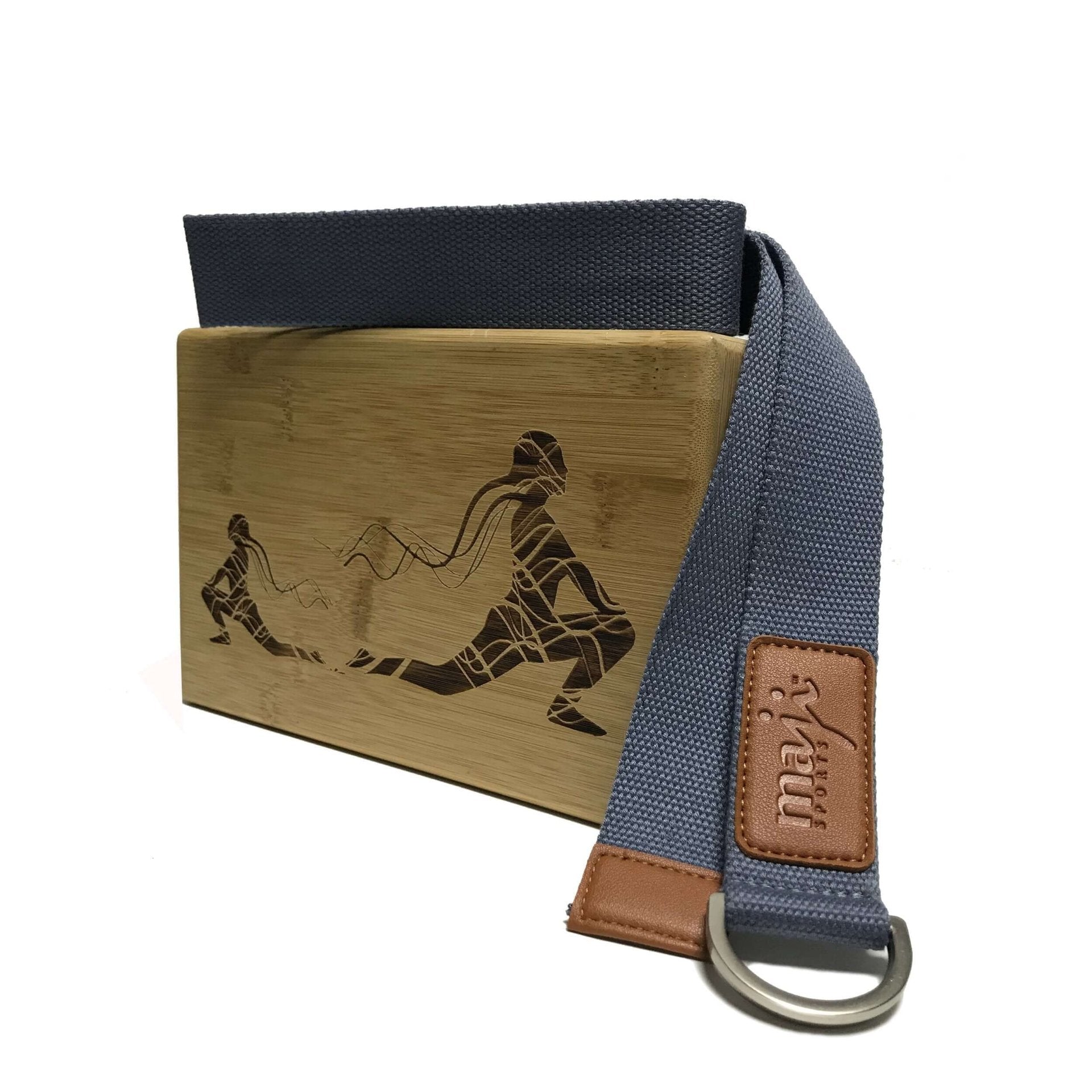 Maji Sports Laser Engraved Bamboo Yoga Block & Strap Combo - Drakoi Marketplace