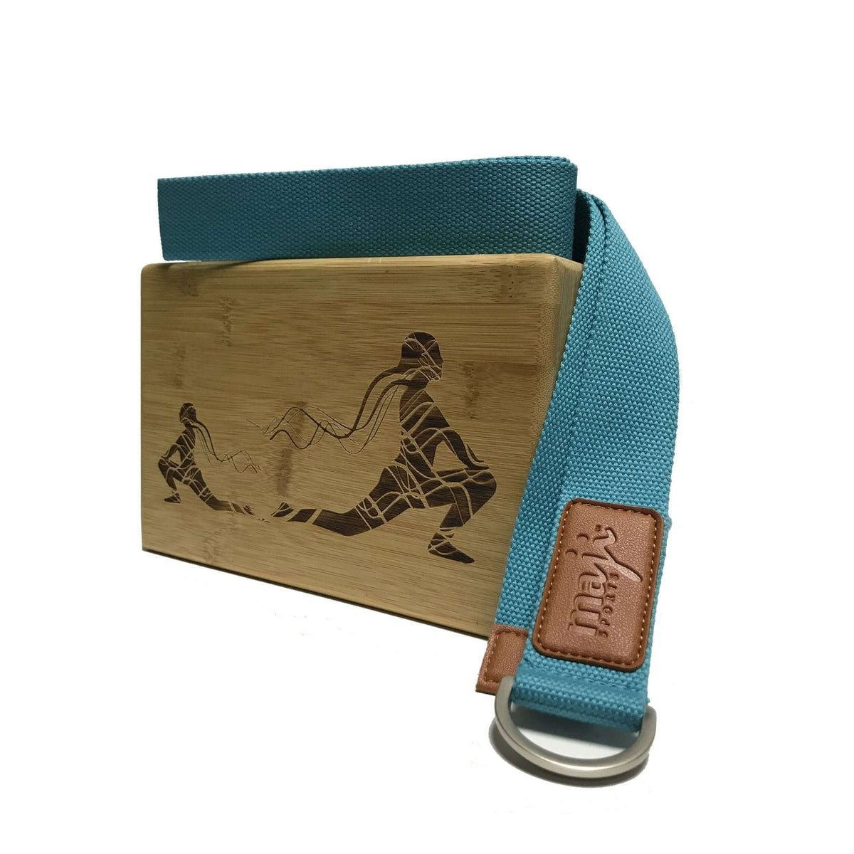 Maji Sports Laser Engraved Bamboo Yoga Block & Strap Combo - Drakoi Marketplace