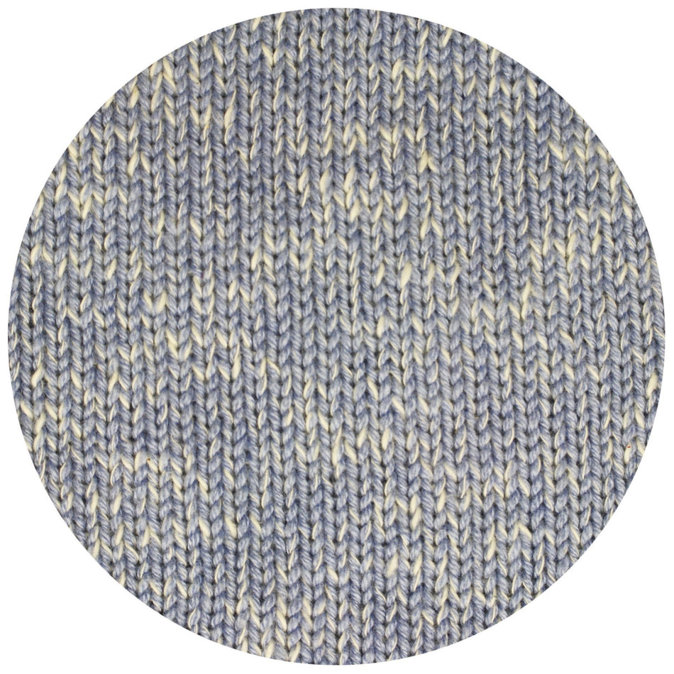 Melange Cashmere V Neck Sweater in Jersey Stitch Blue White - Drakoi Marketplace