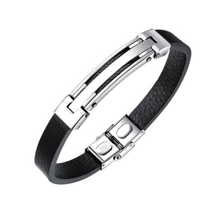 Men Steel & Leather Bracelet - Drakoi Marketplace