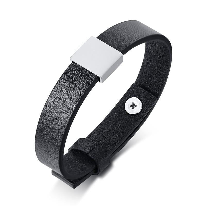 Mens Genuine Black Leather Bracelet - Drakoi Marketplace