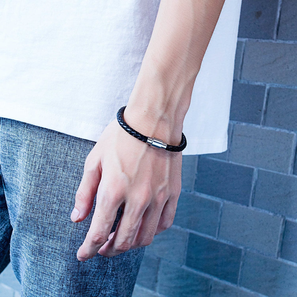 Mens Leather Cuff Bracelet - Drakoi Marketplace