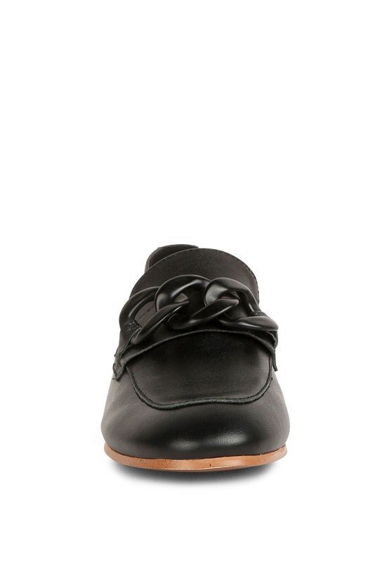 Merva Chunky Chain Leather Loafers - Drakoi Marketplace