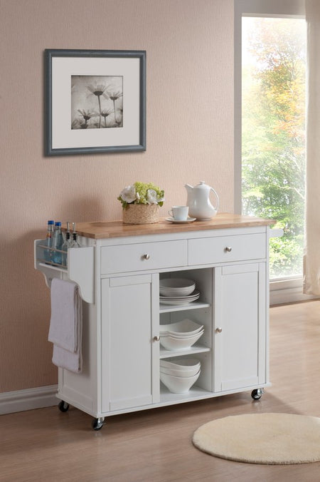 Meryland White Modern Kitchen Island Cart - Drakoi Marketplace