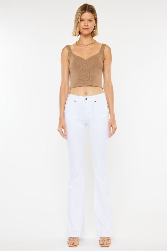 Mid Rise White Flare Jeans - Drakoi Marketplace