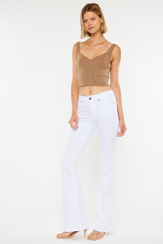 Mid Rise White Flare Jeans - Drakoi Marketplace