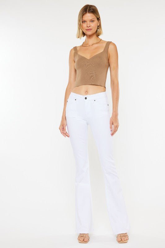 Mid Rise White Flare Jeans - Drakoi Marketplace