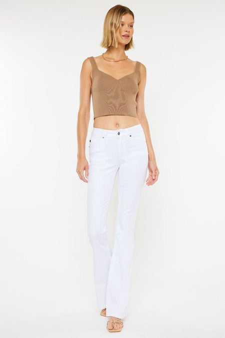 Mid Rise White Flare Jeans - Drakoi Marketplace