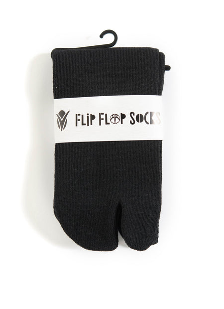 Mini-Crew - V-Toe Thicker Flip-Flop Tabi Socks Athletic or Casual Black Cotton Blend Comfortable Stylish - Drakoi Marketplace