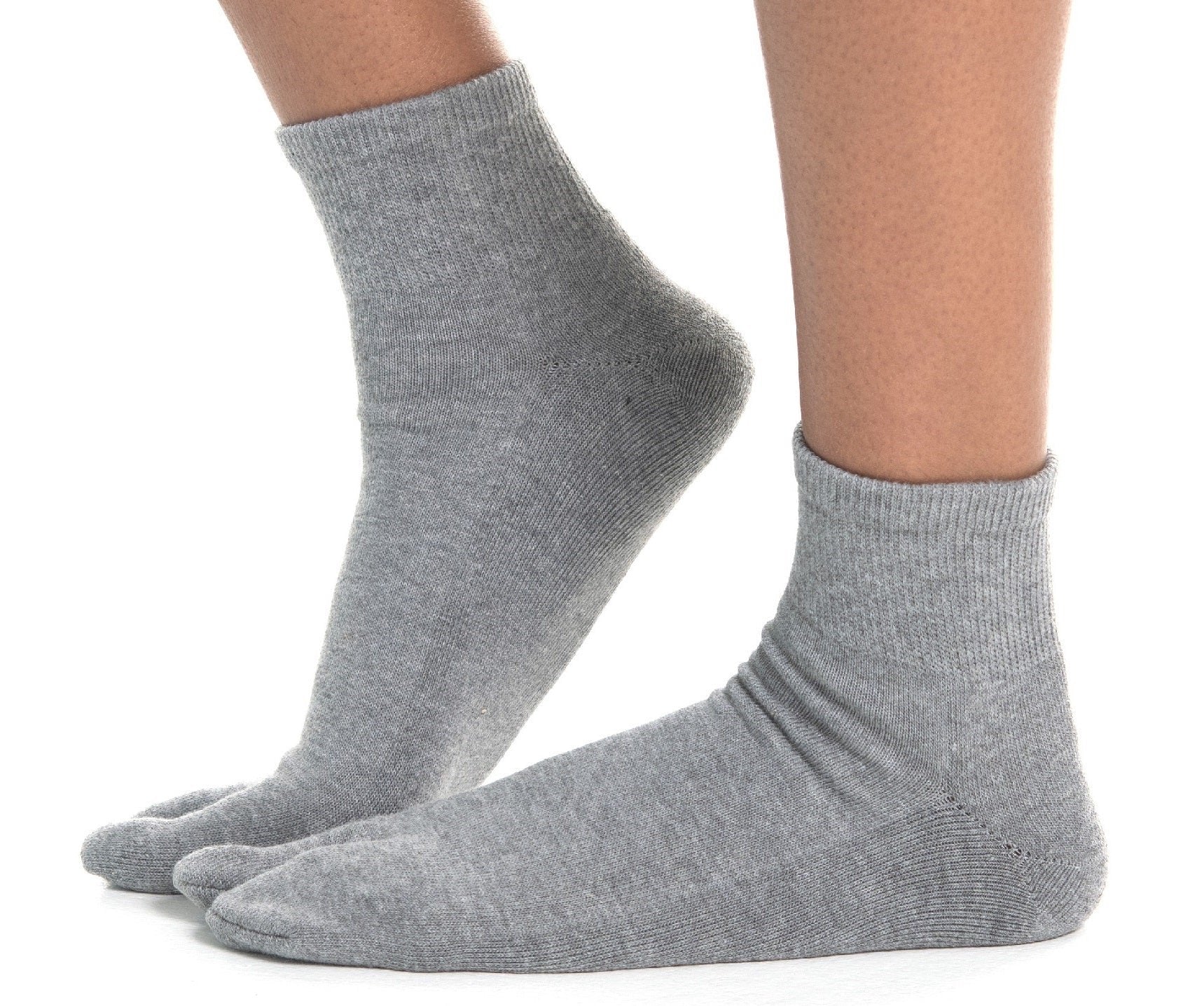 Mini-Crew - V-Toe Thicker Flip-Flop Tabi Socks Athletic or Casual Grey Cotton Blend Comfortable Stylish - Drakoi Marketplace