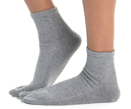 Mini-Crew - V-Toe Thicker Flip-Flop Tabi Socks Athletic or Casual Grey Cotton Blend Comfortable Stylish - Drakoi Marketplace