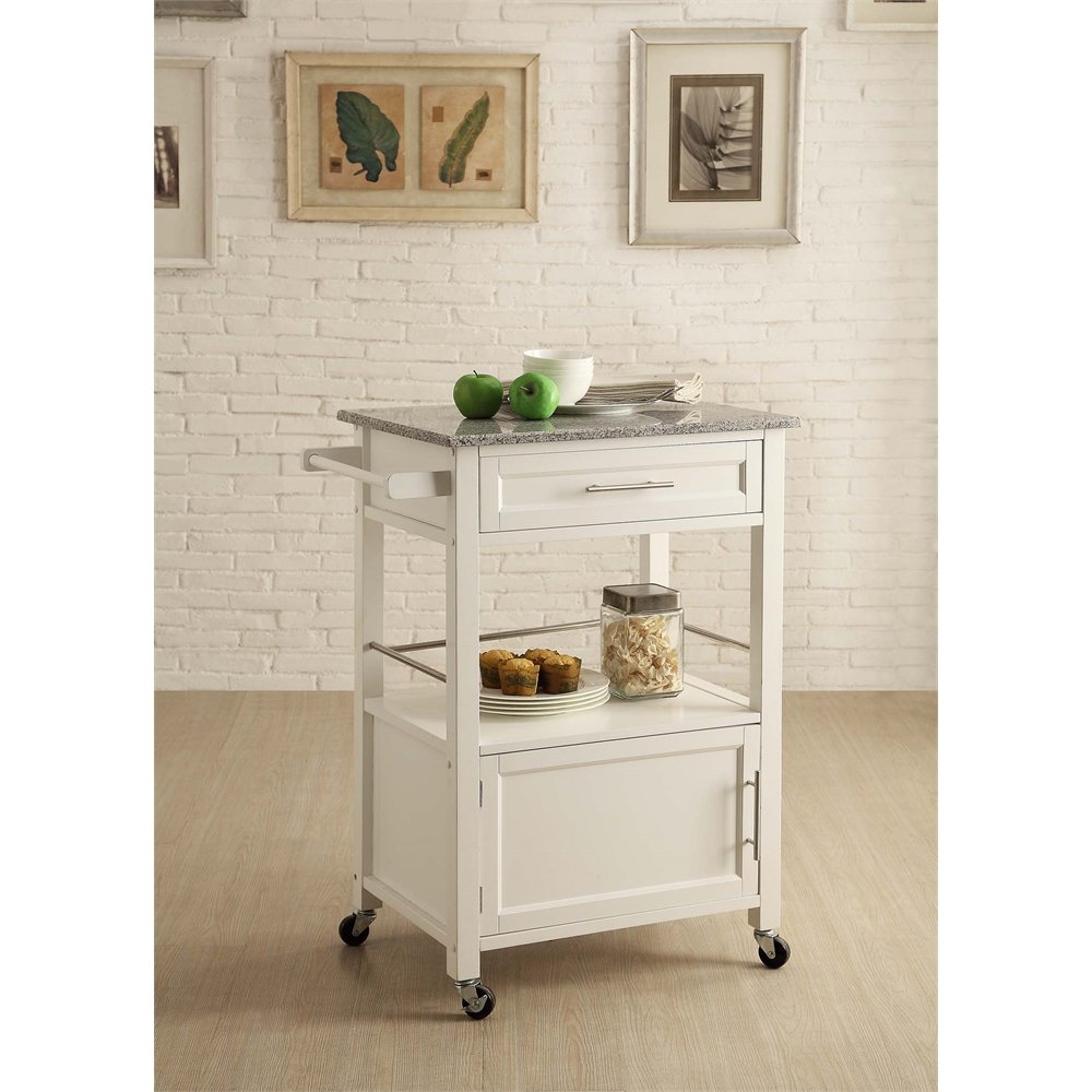 Mitchell Kitchen Cart With Granite Top - Drakoi Marketplace