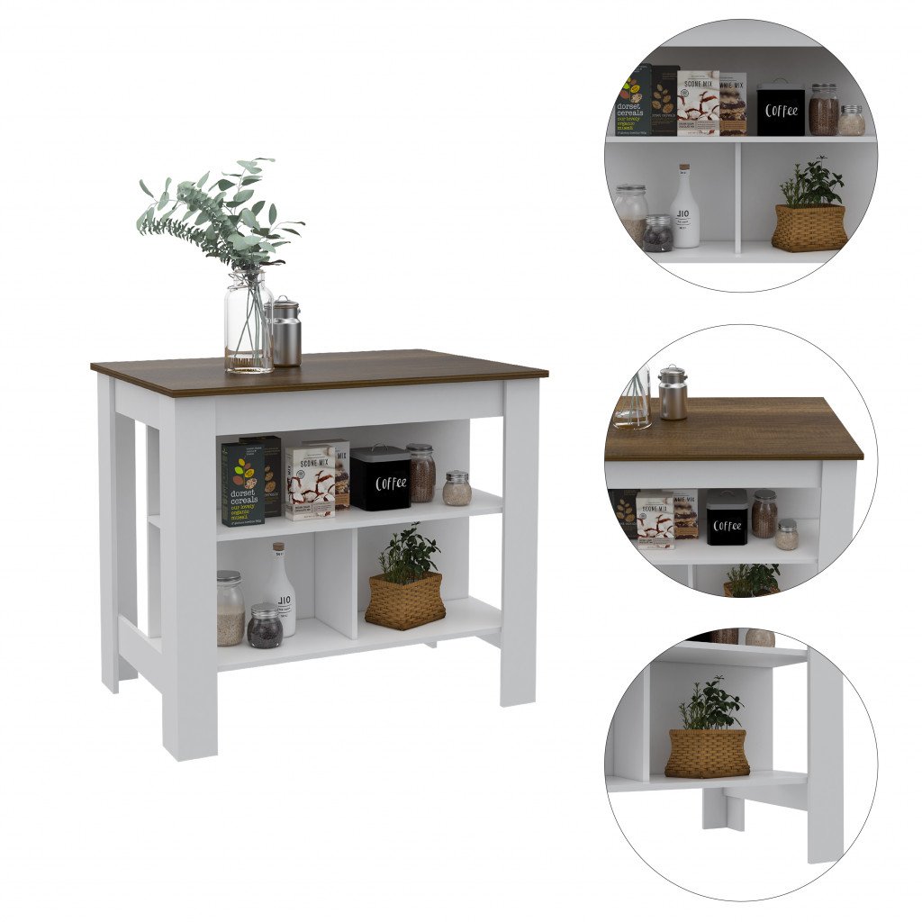 "Modern White and Caramel Kitchen Island" - Drakoi Marketplace