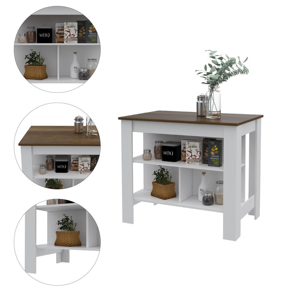 "Modern White and Caramel Kitchen Island" - Drakoi Marketplace