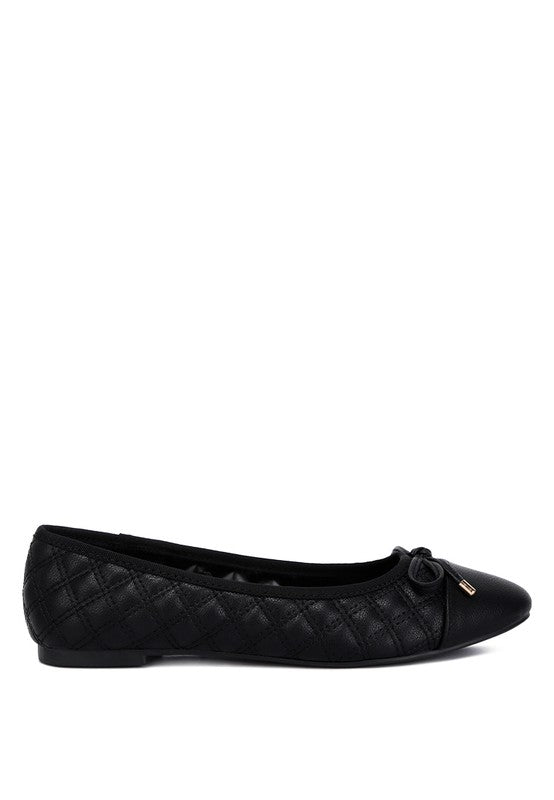 Naoki Quilted Faux Leather Ballerinas - Drakoi Marketplace