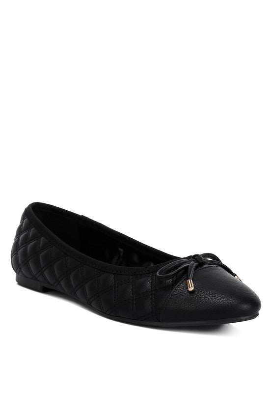 Naoki Quilted Faux Leather Ballerinas - Drakoi Marketplace