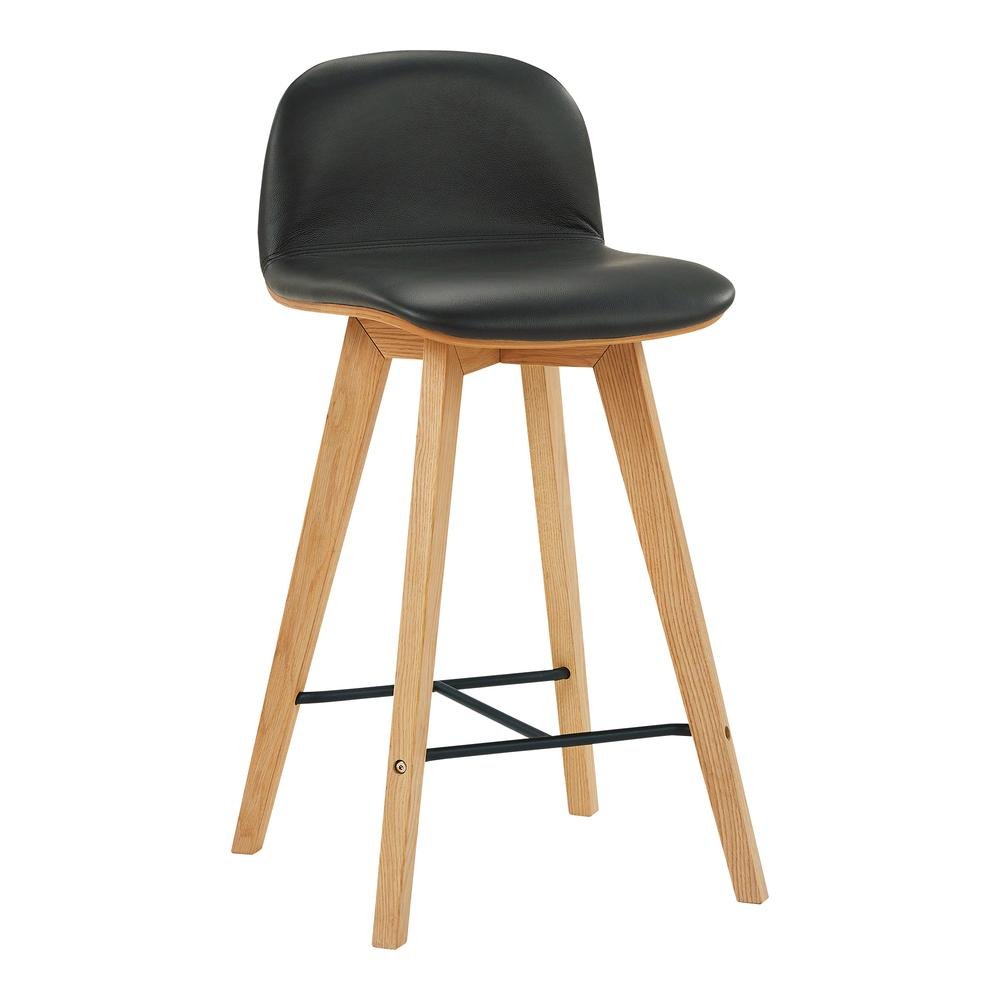 Napoli Leather Counter Stool Black - Drakoi Marketplace