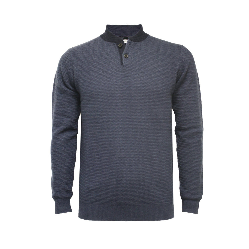 Navy Cashmere Button Neck Sweater Hunter - Drakoi Marketplace