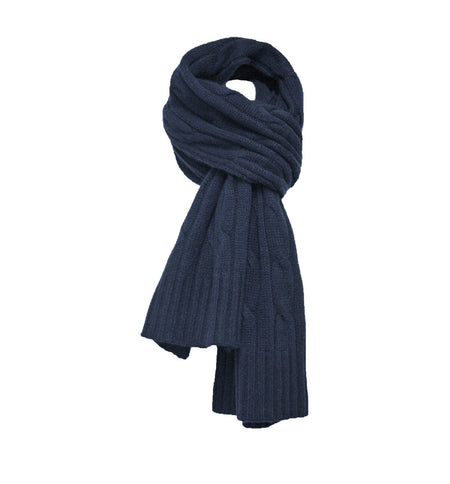 Navy Cashmere Cable Scarf - Drakoi Marketplace