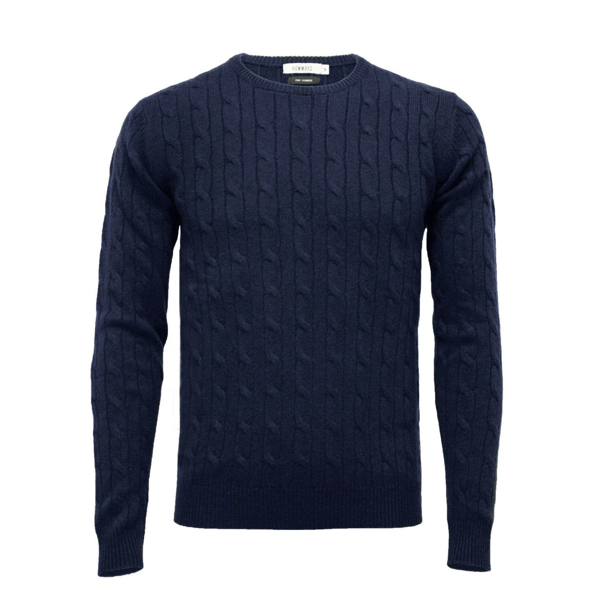 Navy Cashmere Crew Neck Cable Sweater - Drakoi Marketplace