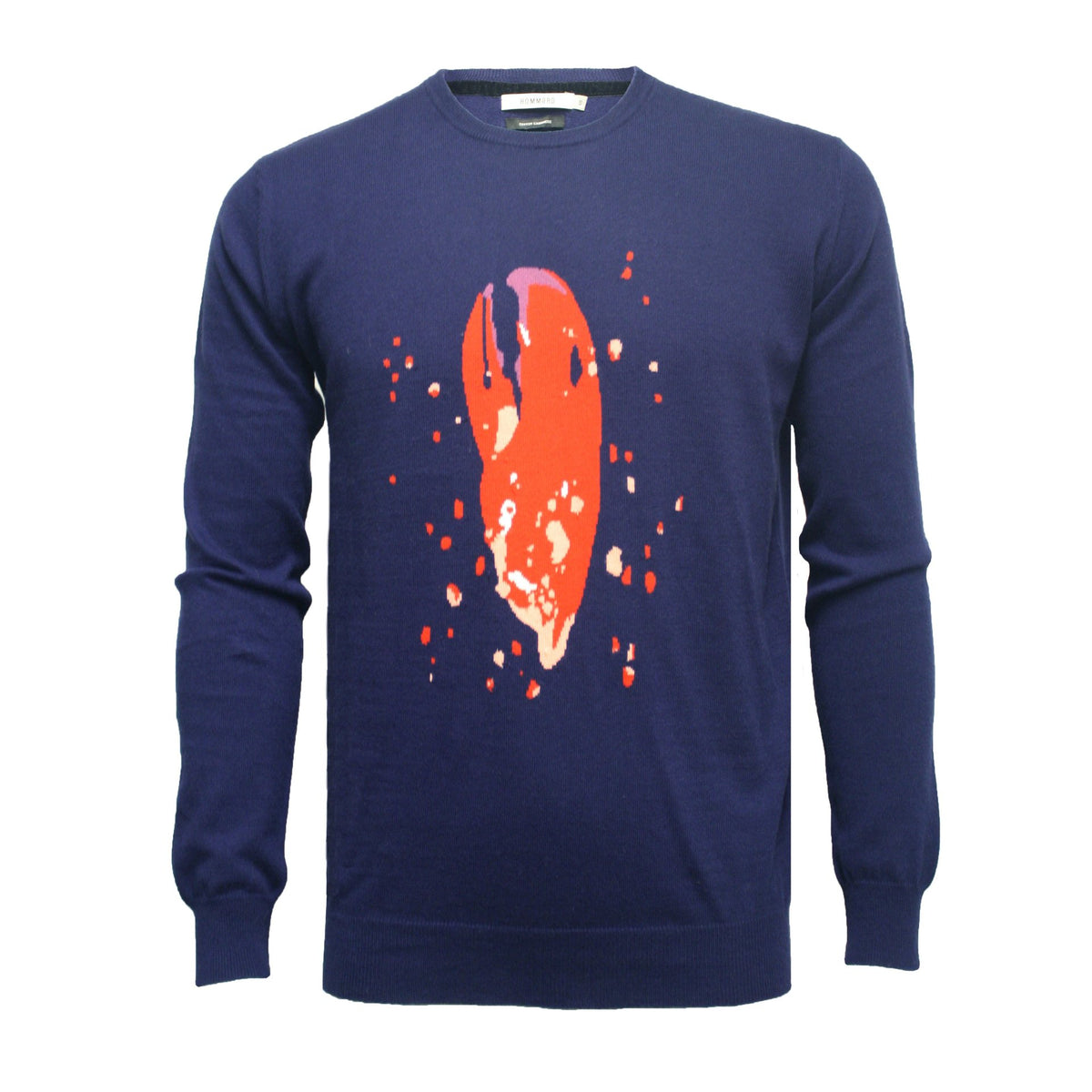 Navy Crew Neck Lobster Claw Intarsia - Drakoi Marketplace